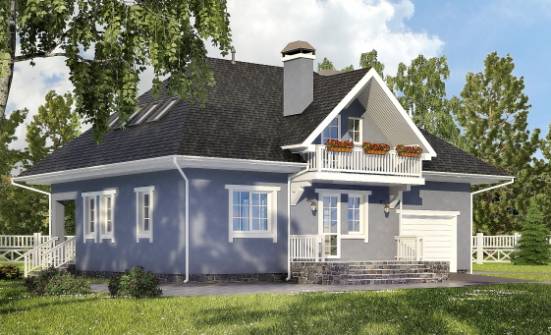 200-001-П Проект двухэтажного дома с мансардным этажом и гаражом, уютный домик из бризолита Владикавказ | Проекты домов от House Expert