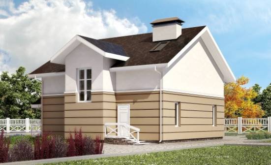 155-009-П Проект двухэтажного дома с мансардным этажом, простой коттедж из пеноблока Владикавказ | Проекты домов от House Expert