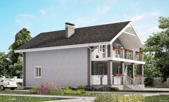 150-007-П Проект двухэтажного дома мансардой, бюджетный домик из газобетона Владикавказ | Проекты домов от House Expert