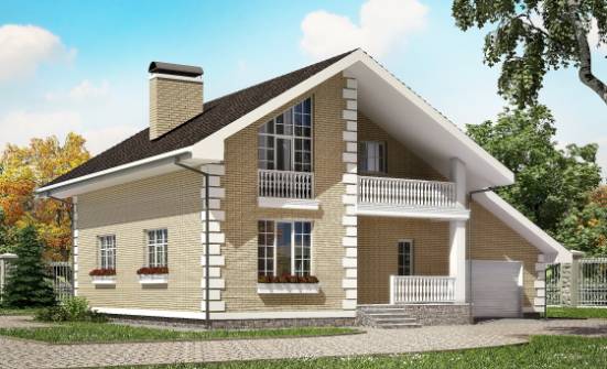 190-005-П Проект двухэтажного дома с мансардой и гаражом, современный дом из газобетона Владикавказ | Проекты домов от House Expert