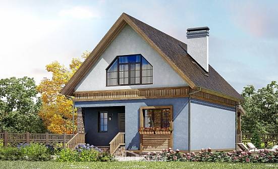 130-003-Л Проект двухэтажного дома мансардой, экономичный домик из арболита Владикавказ | Проекты домов от House Expert