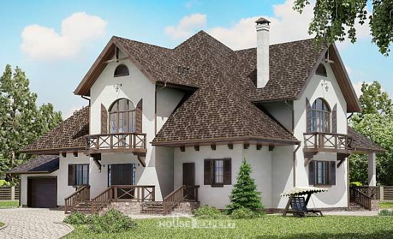 350-001-Л Проект двухэтажного дома с мансардой, гараж, красивый дом из твинблока Владикавказ | Проекты домов от House Expert