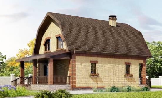 130-005-Л Проект двухэтажного дома мансардой, бюджетный коттедж из газобетона Владикавказ | Проекты домов от House Expert