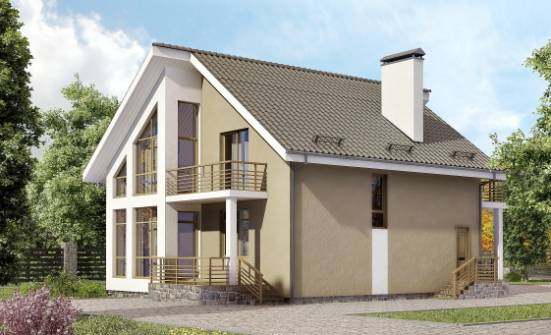170-006-Л Проект двухэтажного дома мансардой, компактный загородный дом из арболита Владикавказ | Проекты домов от House Expert