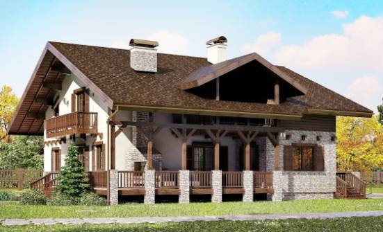 250-003-П Проект двухэтажного дома мансардой, просторный домик из бризолита Владикавказ | Проекты домов от House Expert