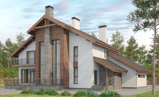 270-003-Л Проект двухэтажного дома с мансардой и гаражом, современный коттедж из бризолита Владикавказ | Проекты домов от House Expert