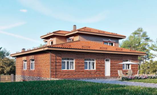380-002-Л Проект трехэтажного дома, гараж, большой коттедж из кирпича Владикавказ | Проекты домов от House Expert