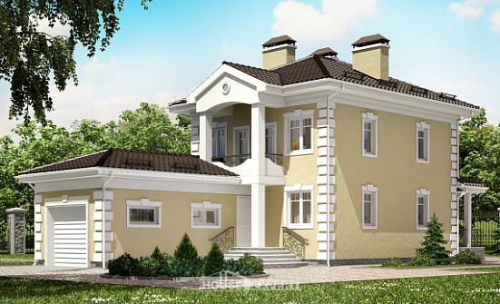 150-006-Л Проект двухэтажного дома и гаражом, небольшой коттедж из поризованных блоков Владикавказ | Проекты домов от House Expert