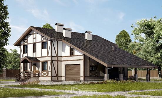 250-002-П Проект двухэтажного дома мансардой, гараж, просторный коттедж из кирпича Владикавказ | Проекты домов от House Expert
