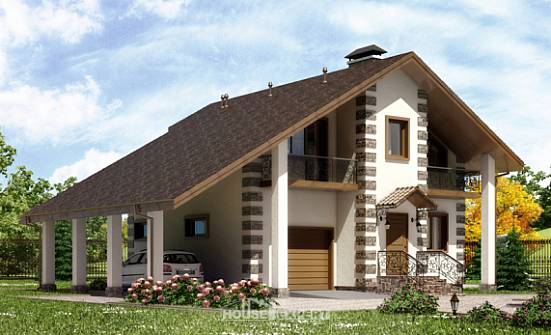 150-003-Л Проект двухэтажного дома мансардой, гараж, бюджетный коттедж из дерева Владикавказ | Проекты домов от House Expert