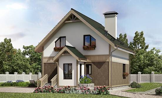 105-001-Л Проект двухэтажного дома с мансардой, бюджетный загородный дом из газобетона Владикавказ | Проекты домов от House Expert