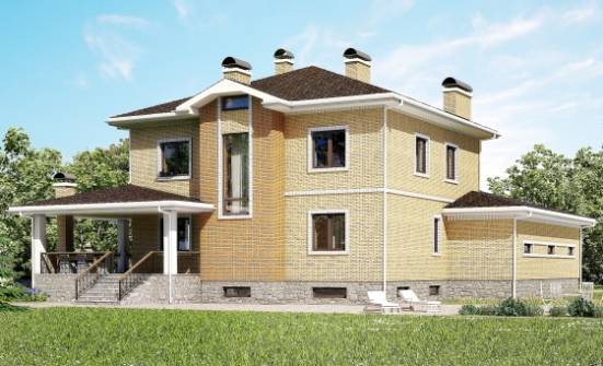 350-002-Л Проект трехэтажного дома, гараж, просторный домик из кирпича Владикавказ | Проекты домов от House Expert