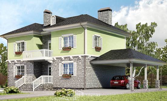 155-006-П Проект двухэтажного дома и гаражом, современный коттедж из твинблока Владикавказ | Проекты домов от House Expert