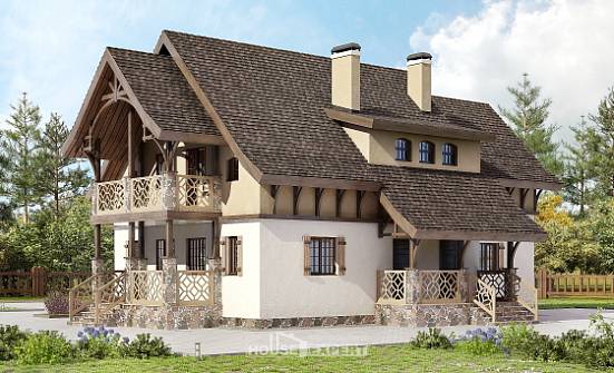 180-014-Л Проект двухэтажного дома с мансардой, красивый коттедж из бризолита Владикавказ | Проекты домов от House Expert