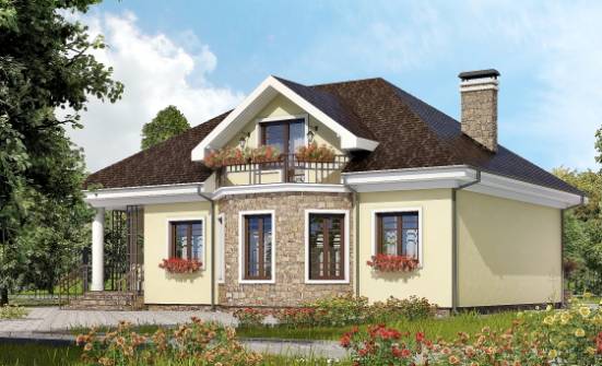 150-008-Л Проект двухэтажного дома мансардой, доступный домик из газобетона Владикавказ | Проекты домов от House Expert