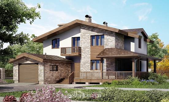220-001-П Проект двухэтажного дома с мансардой, гараж, красивый коттедж из теплоблока Владикавказ | Проекты домов от House Expert
