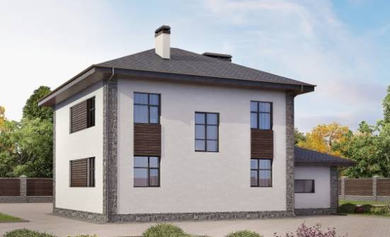 185-004-Л Проект двухэтажного дома и гаражом, простой загородный дом из твинблока Владикавказ | Проекты домов от House Expert