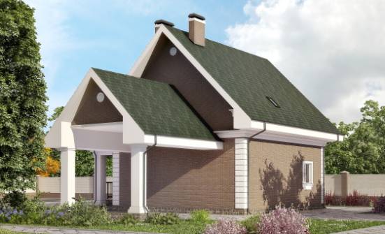 140-003-П Проект двухэтажного дома с мансардой, гараж, небольшой коттедж из пеноблока Владикавказ | Проекты домов от House Expert