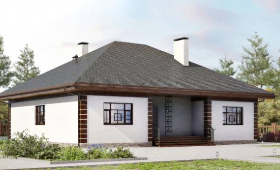 135-003-П Проект одноэтажного дома, бюджетный коттедж из арболита Владикавказ | Проекты одноэтажных домов от House Expert