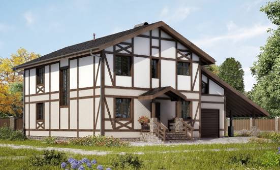 250-002-П Проект двухэтажного дома мансардой, гараж, просторный коттедж из кирпича Владикавказ | Проекты домов от House Expert