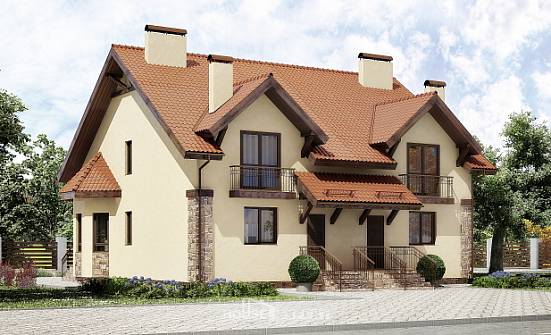 240-001-П Проект двухэтажного дома мансардой, современный дом из твинблока Владикавказ | Проекты домов от House Expert