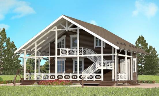 080-001-П Проект двухэтажного дома мансардой, махонький домик из дерева Владикавказ | Проекты домов от House Expert