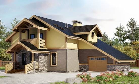 180-011-П Проект двухэтажного дома с мансардой, гараж, бюджетный дом из пеноблока Владикавказ | Проекты домов от House Expert