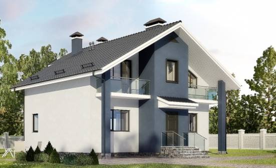 150-005-П Проект двухэтажного дома мансардный этаж, скромный загородный дом из теплоблока Владикавказ | Проекты домов от House Expert