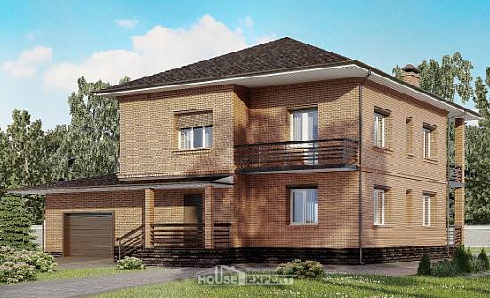 245-003-Л Проект двухэтажного дома и гаражом, просторный коттедж из кирпича Владикавказ | Проекты домов от House Expert