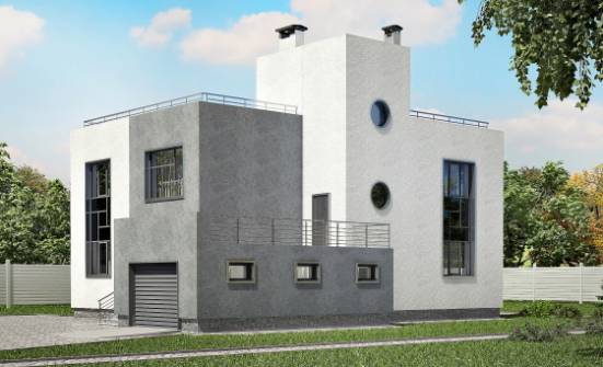 255-001-П Проект двухэтажного дома, гараж, просторный домик из твинблока Владикавказ | Проекты домов от House Expert