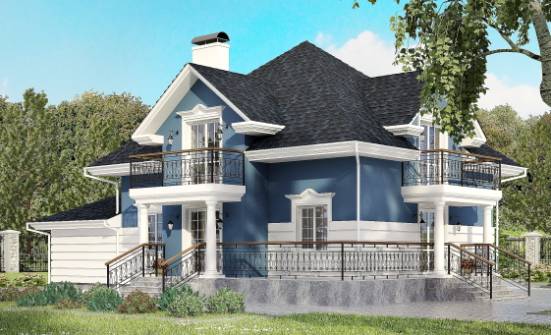 180-002-П Проект двухэтажного дома с мансардой и гаражом, классический дом из кирпича Владикавказ | Проекты домов от House Expert