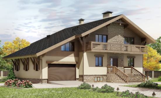 420-001-Л Проект трехэтажного дома мансардой и гаражом, классический коттедж из кирпича Владикавказ | Проекты домов от House Expert