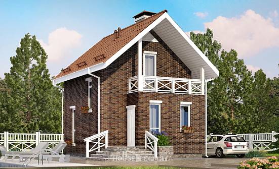 045-001-Л Проект двухэтажного дома мансардный этаж, скромный загородный дом из блока Владикавказ | Проекты домов от House Expert