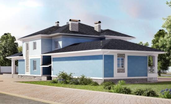 620-001-П Проект трехэтажного дома и гаражом, большой домик из бризолита Владикавказ | Проекты домов от House Expert