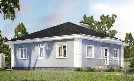 100-001-П Проект одноэтажного дома, современный коттедж из твинблока Владикавказ | Проекты домов от House Expert