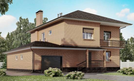 245-003-Л Проект двухэтажного дома и гаражом, просторный коттедж из кирпича Владикавказ | Проекты домов от House Expert