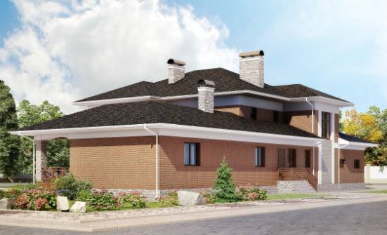 520-002-Л Проект трехэтажного дома и гаражом, огромный домик из арболита Владикавказ | Проекты домов от House Expert