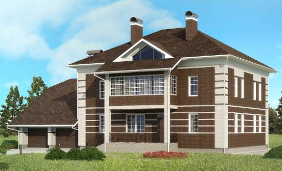 505-002-Л Проект трехэтажного дома и гаражом, большой домик из кирпича Владикавказ | Проекты домов от House Expert