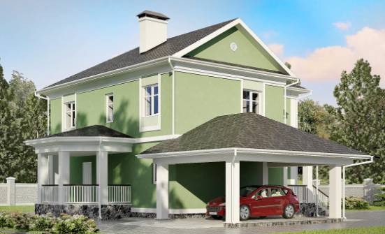 170-001-Л Проект двухэтажного дома, гараж, доступный коттедж из теплоблока Владикавказ | Проекты домов от House Expert