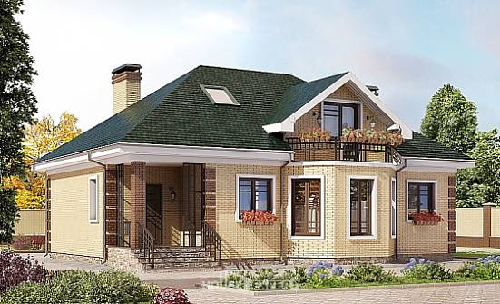 150-013-Л Проект двухэтажного дома мансардный этаж, современный домик из кирпича Владикавказ | Проекты домов от House Expert