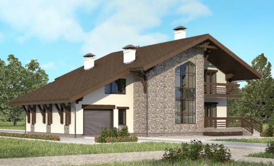 280-001-П Проект двухэтажного дома мансардой, гараж, огромный загородный дом из кирпича Владикавказ | Проекты домов от House Expert