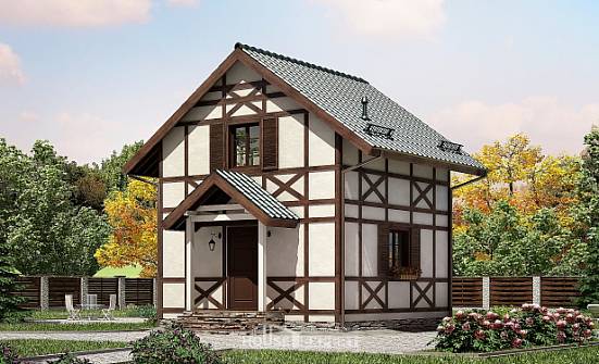 060-002-П Проект двухэтажного дома мансардой, простой дом из бревен Владикавказ | Проекты домов от House Expert