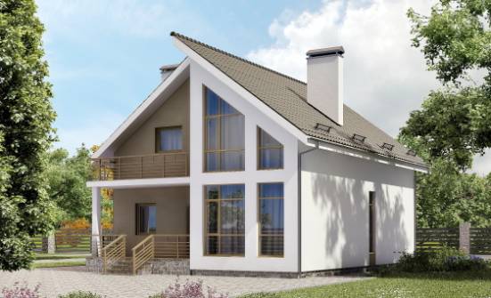 170-006-Л Проект двухэтажного дома мансардой, компактный загородный дом из арболита Владикавказ | Проекты домов от House Expert