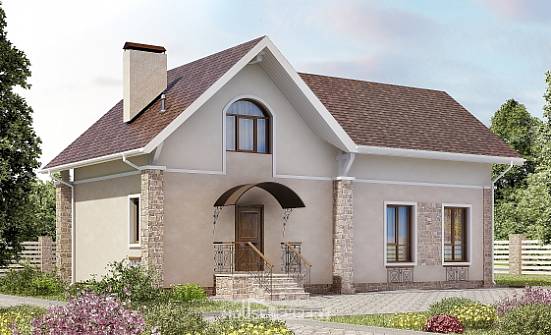 150-012-Л Проект двухэтажного дома с мансардой, бюджетный дом из твинблока Владикавказ | Проекты домов от House Expert