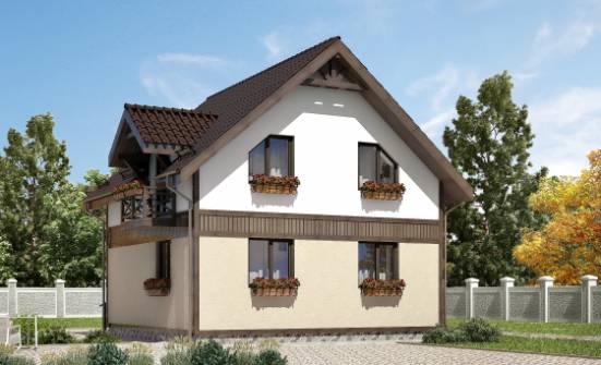 105-001-П Проект двухэтажного дома с мансардным этажом, бюджетный загородный дом из блока Владикавказ | Проекты домов от House Expert