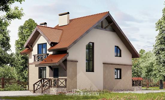 120-003-Л Проект двухэтажного дома с мансардным этажом, доступный загородный дом из твинблока Владикавказ | Проекты домов от House Expert