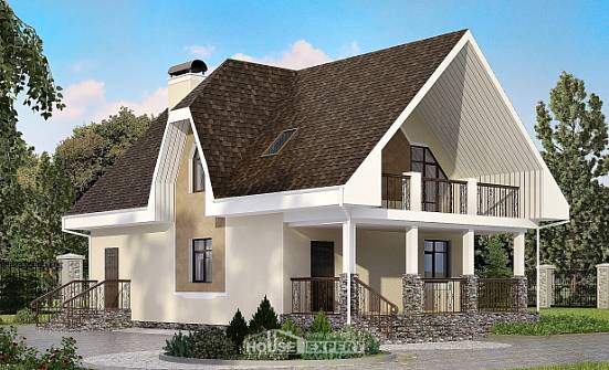 125-001-Л Проект двухэтажного дома с мансардой, простой загородный дом из поризованных блоков Владикавказ | Проекты домов от House Expert