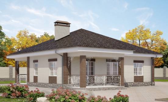 100-004-Л Проект одноэтажного дома, скромный загородный дом из поризованных блоков Владикавказ | Проекты домов от House Expert