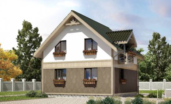 105-001-Л Проект двухэтажного дома с мансардой, бюджетный загородный дом из газобетона Владикавказ | Проекты домов от House Expert