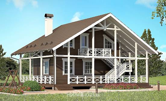 080-001-П Проект двухэтажного дома мансардой, махонький домик из дерева Владикавказ | Проекты домов от House Expert